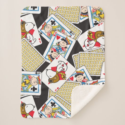 Peanuts Gang Card Deck Pattern Sherpa Deken (Voorkant)