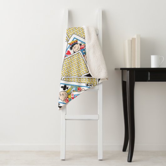 Peanuts Gang Card Deck Pattern Sherpa Deken (In situ)