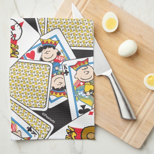 Peanuts Gang Card Deck Pattern Theedoek (Quarter Fold)