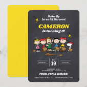 Peanuts Gang | Chalkboard Baseball Birthday Invita Kaart (Voorkant / Achterkant)