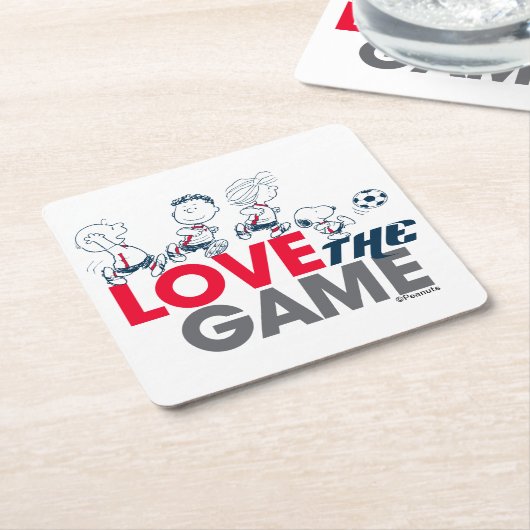 Peanuts Gang - hou van het spel Kartonnen Onderzetters (Schuin)