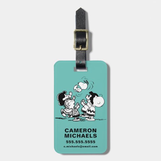 Peanuts Gang Lifting Snoopy Bagagelabel (Voorkant verticaal)