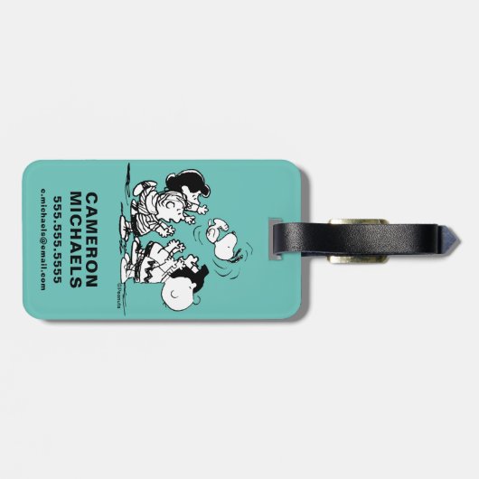 Peanuts Gang Lifting Snoopy Bagagelabel (Achterkant horizontaal)