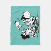 Peanuts Gang Lifting Snoopy Fleece Deken (Voorkant)