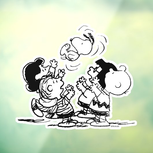 Peanuts Gang Lifting Snoopy Raamsticker (Vel 3)