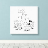 Peanuts Gang Reading Comics Canvas Afdruk (Insitu (Houten vloer))