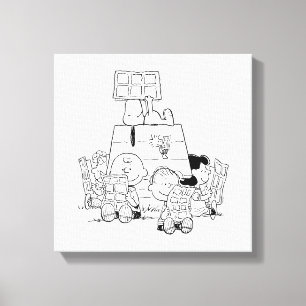 Peanuts Gang Reading Comics Canvas Afdruk