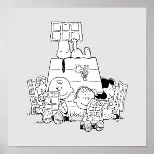 Peanuts Gang Reading Comics Poster