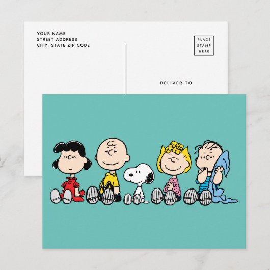 Peanuts Gang Sitting Together Briefkaart (Voorkant / Achterkant)