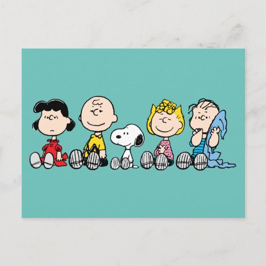 Peanuts Gang Sitting Together Briefkaart (Voorkant)