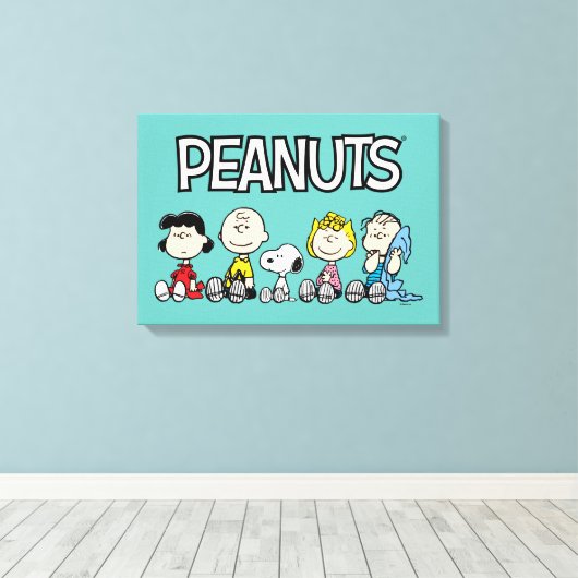 Peanuts Gang Sitting Together Canvas Afdruk (Insitu (Houten vloer))