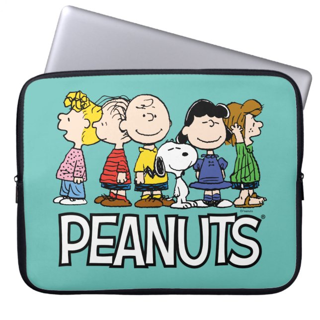Peanuts Gang Sitting Together Laptop Sleeve (Voorkant)