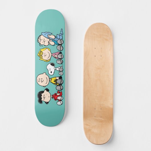 Peanuts Gang Sitting Together Persoonlijk Skateboard (Voorkant)