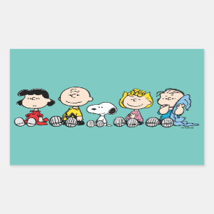 Peanuts Gang Sitting Together Rechthoekige Sticker