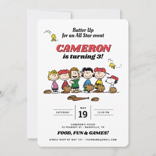 Peanuts Gang | Uitnodiging voor honkbal op zaterda (Voorkant)