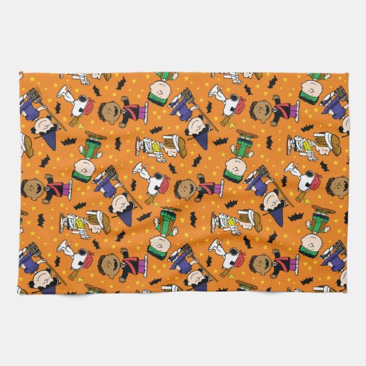 Peanuts | Gelukkig Halloween patroon Theedoek (Horizontaal)