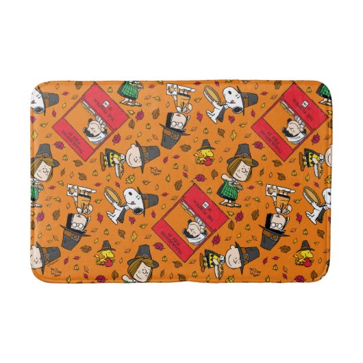 Peanuts | Gelukkig Thanksgiving Patroon Badmat (Voorkant)