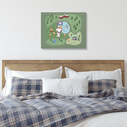 Peanuts | Genesteld in de bergen Camping Canvas Afdruk (Insitu (Slaapkamer))