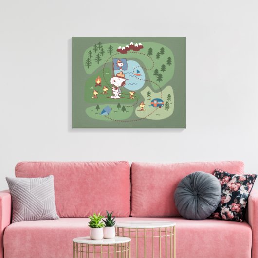 Peanuts | Genesteld in de bergen Camping Canvas Afdruk (Insitu (Woonkamer))