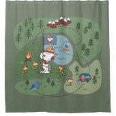 Peanuts | Genesteld in de bergen Camping Douchegordijn (Voorkant)