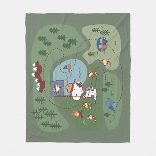 Peanuts | Genesteld in de bergen Camping Fleece Deken (Voorkant)