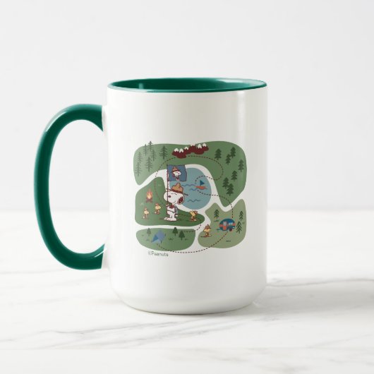 Peanuts | Genesteld in de bergen Camping Mok (Links)