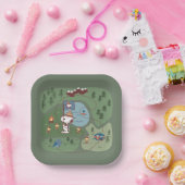 Peanuts | Genesteld in de bergen Camping Papieren Bordje (Feest)