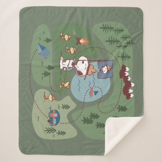 Peanuts | Genesteld in de bergen Camping Sherpa Deken (Voorkant)