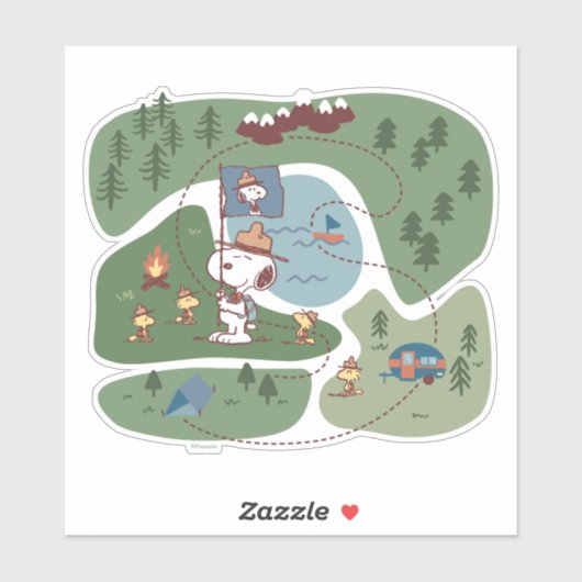 Peanuts | Genesteld in de bergen Camping Sticker (Vel)