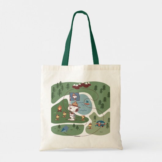 Peanuts | Genesteld in de bergen Camping Tote Bag (Achterkant)