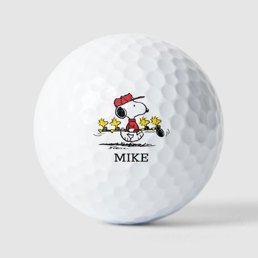 Peanuts | Gepersonaliseerde Snoopy, Woodstock & Fr Golfballen (Voorkant)