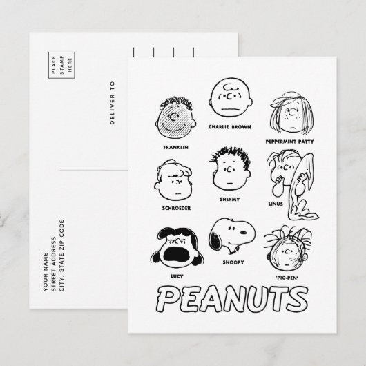 Peanuts gezichten briefkaart (Voorkant / Achterkant)