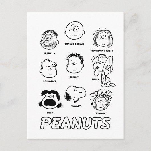 Peanuts gezichten briefkaart (Voorkant)
