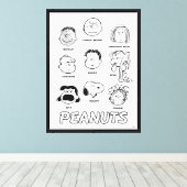 Peanuts gezichten canvas afdruk (Insitu (Houten vloer))
