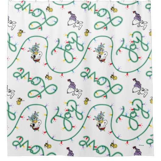 Peanuts | Glanzend en helder kerstliefdespatroon Douchegordijn (Voorkant)