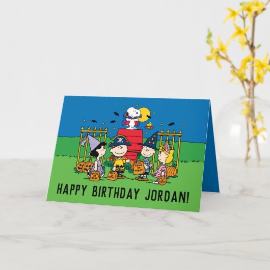 Peanuts | Halloween Gelukkige Verjaardag Kaart (Gele Bloem)