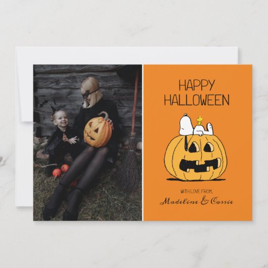 Peanuts | Happy Halloween Snoopy & Jack O' Lantern Feestdagenkaart (Voorkant)