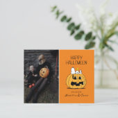 Peanuts | Happy Halloween Snoopy & Jack O' Lantern Feestdagenkaart (Staand voorkant)