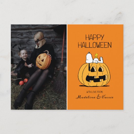 Peanuts | Happy Halloween Snoopy & Jack O' Lantern Feestdagenkaart (Voorkant)