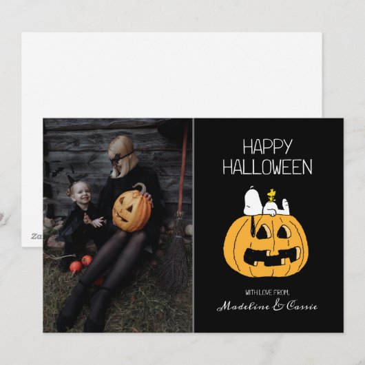 Peanuts | Happy Halloween Snoopy & Jack O' Lantern Feestdagenkaart (Voorkant / Achterkant)