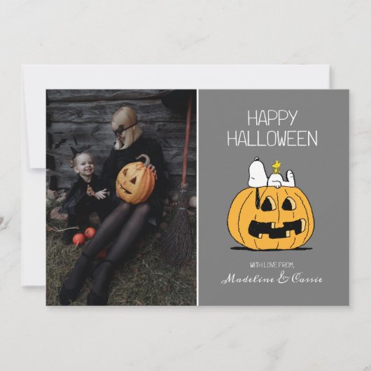 Peanuts | Happy Halloween Snoopy & Jack O' Lantern Feestdagenkaart (Voorkant)