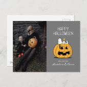 Peanuts | Happy Halloween Snoopy & Jack O' Lantern Feestdagenkaart (Voorkant / Achterkant)