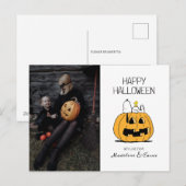 Peanuts | Happy Halloween Snoopy & Jack O' Lantern Feestdagenkaart (Voorkant / Achterkant)