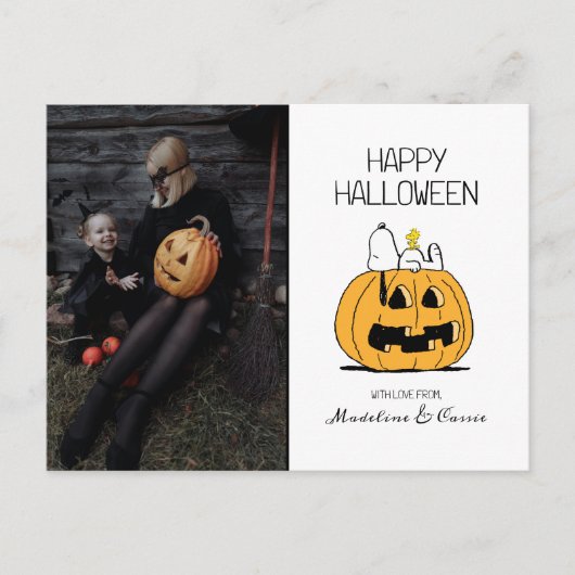 Peanuts | Happy Halloween Snoopy & Jack O' Lantern Feestdagenkaart (Voorkant)