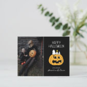 Peanuts | Happy Halloween Snoopy & Jack O' Lantern Feestdagenkaart (Staand voorkant)