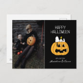 Peanuts | Happy Halloween Snoopy & Jack O' Lantern Feestdagenkaart (Voorkant / Achterkant)
