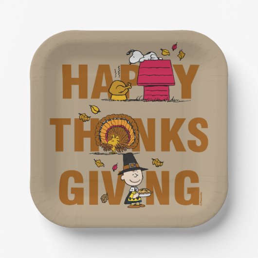 Peanuts | Happy Thanksgiving Combo Papieren Bordje (Voorkant)