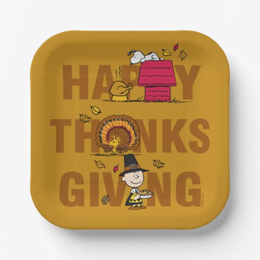Peanuts | Happy Thanksgiving Combo Papieren Bordje (Voorkant)