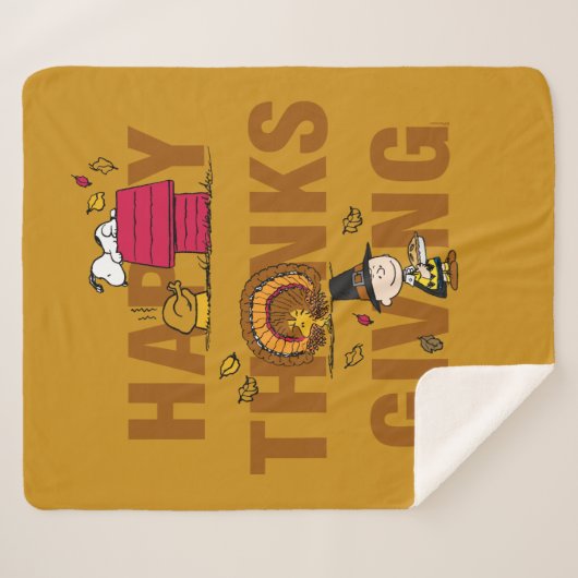 Peanuts | Happy Thanksgiving Combo Sherpa Deken (Voorkant (horizontaal))