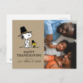 Peanuts | Happy Thanksgiving Pelgrims Feestdagenkaart (Voorkant / Achterkant)
